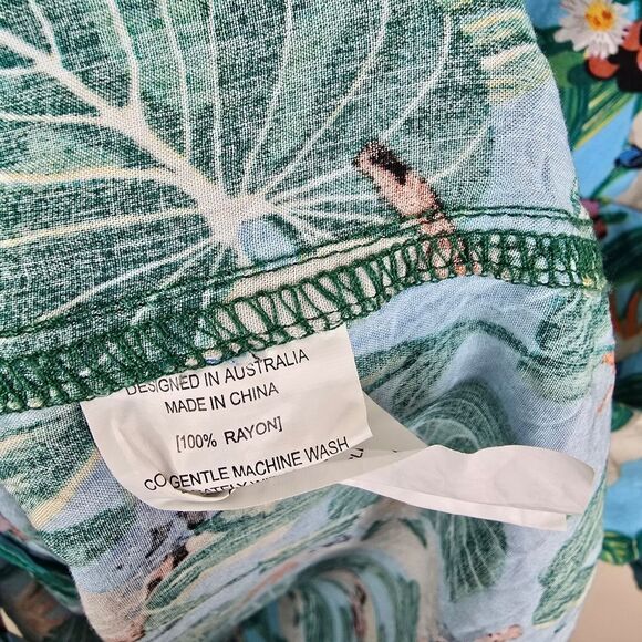 Cove Mens Short Sleeve Tropical Cockatoo Print Button Down Shirt Medium - Picture 6 of 6